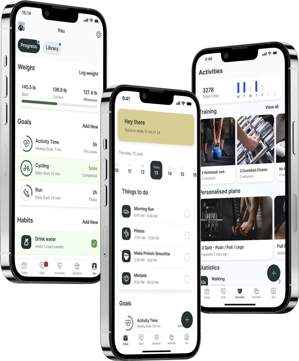 A mockup of the coaching app showcasing the features.